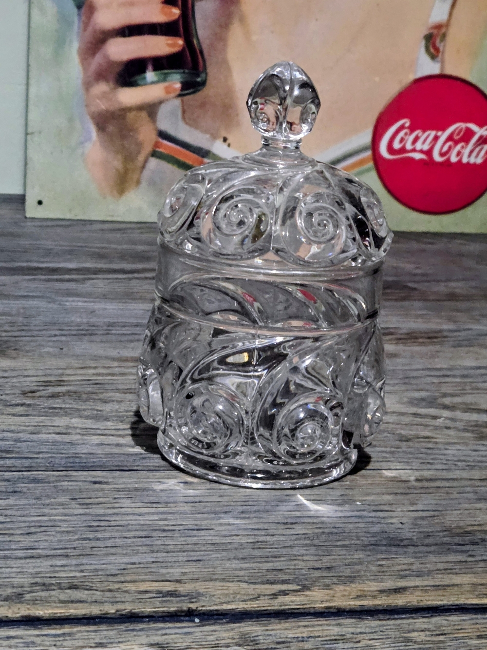 Glass Sugar Dish - Crystal Snail Pattern